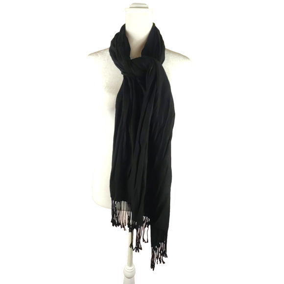 Rectangle Black Scarf 70" X 36" Fringe Elegance Church - Picture 1 of 6